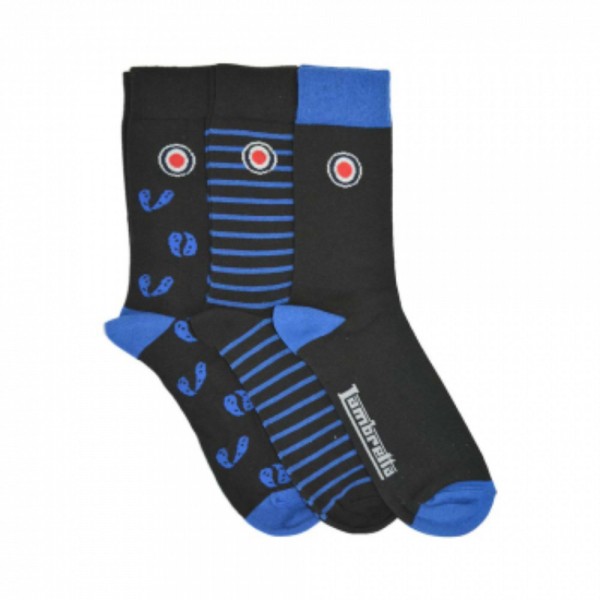 Lambretta Lambretta 3 Pack Of Sock Paisley Black/Blue